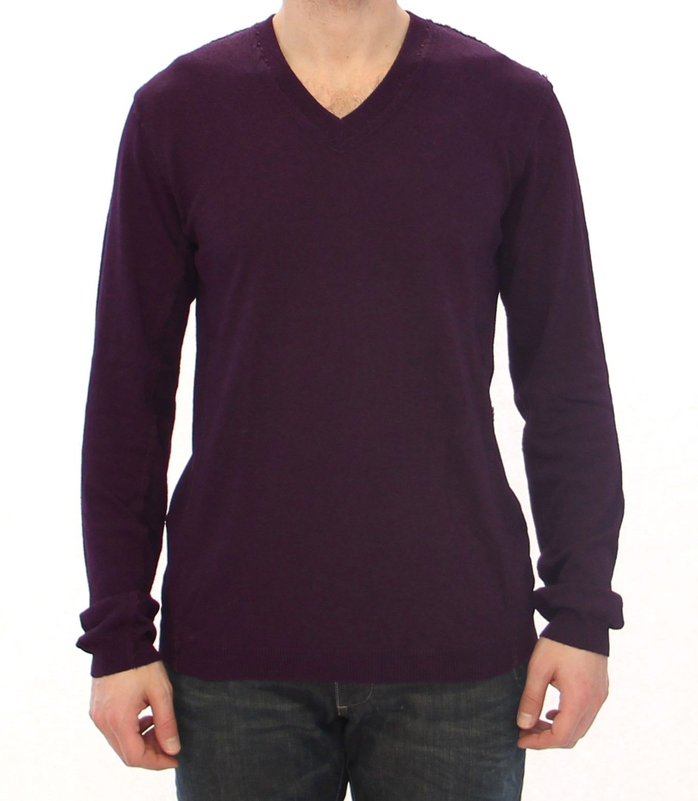 Dolce & Gabbana Men's Rayon Logo Logo V-neck Sweater Purple GTH10886 - IT48 | M