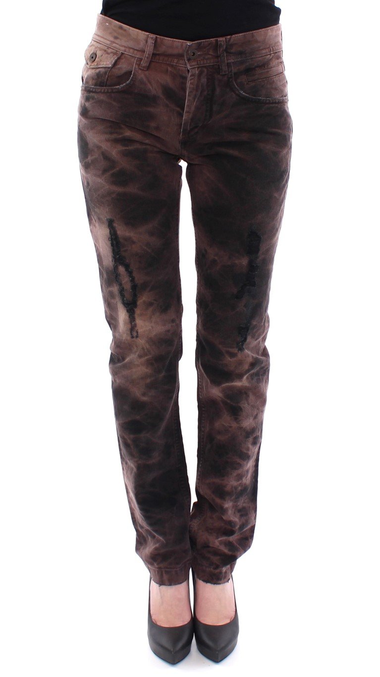 Dolce & Gabbana Women's Cotton Regular Fit STYLISH Jeans Brown NOC10542 - W27