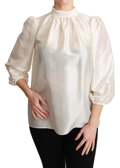 White Silk Neck Scarf Bow Blouse Shirt - IT38|XS