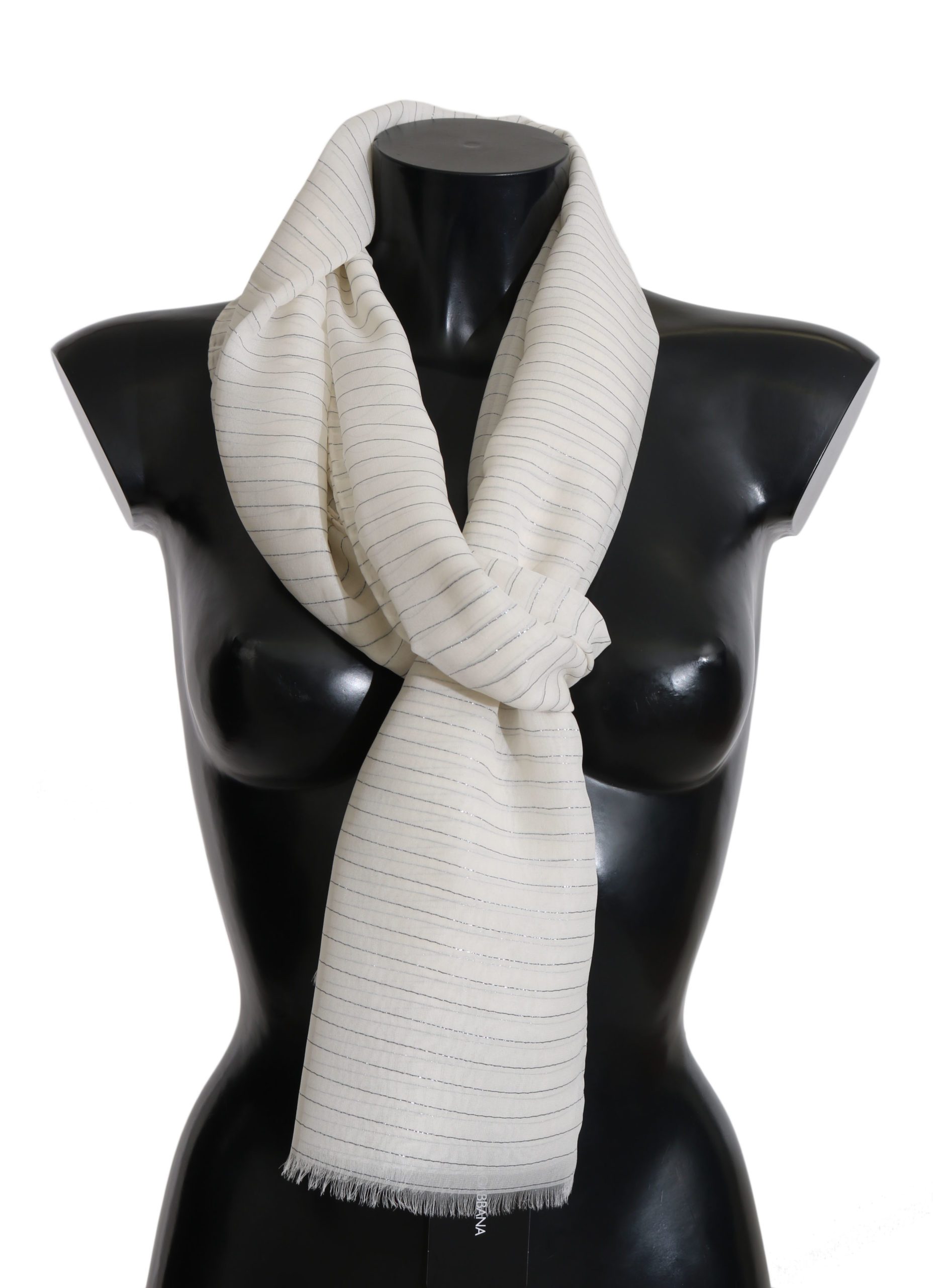 Dolce & Gabbana Women's Print 100% Silk Shawl Wrap Scarf White MS5001
