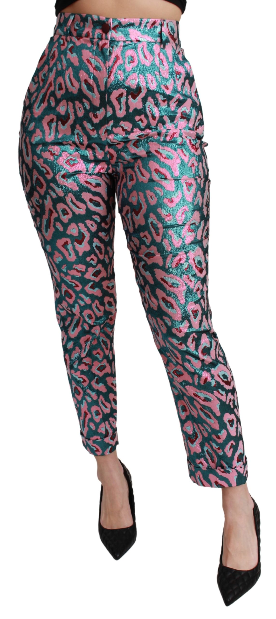 Dolce & Gabbana Women's Patterned Cropped High Waist Trouser Multicolor PAN71055 - IT40|S