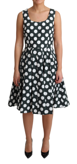 Green Polka Dotted Cotton A-Line Dress - IT40|S