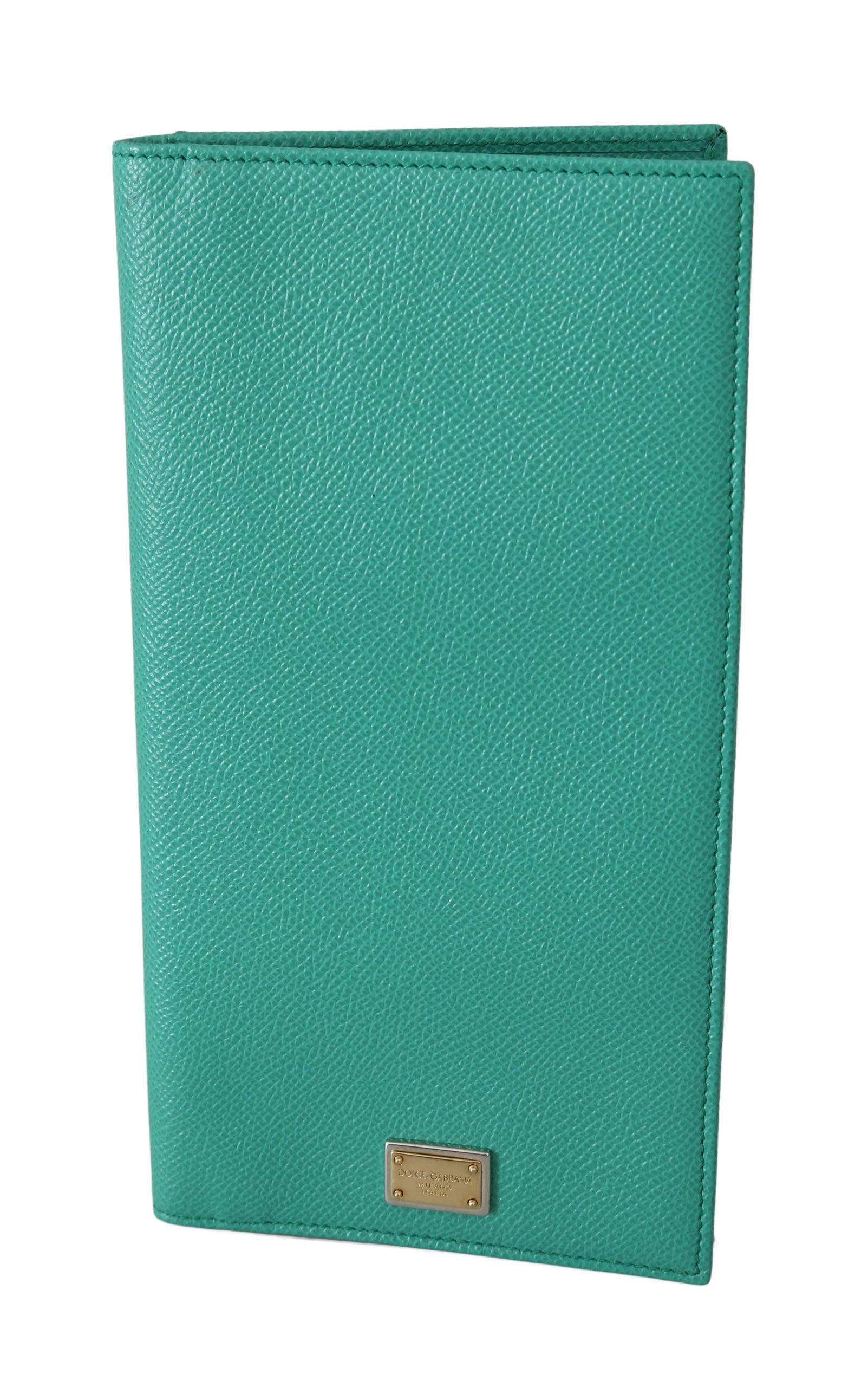 Dolce & Gabbana Women's Leather Card Holder Case Long Bifold Purse Wallet Green VAS8609