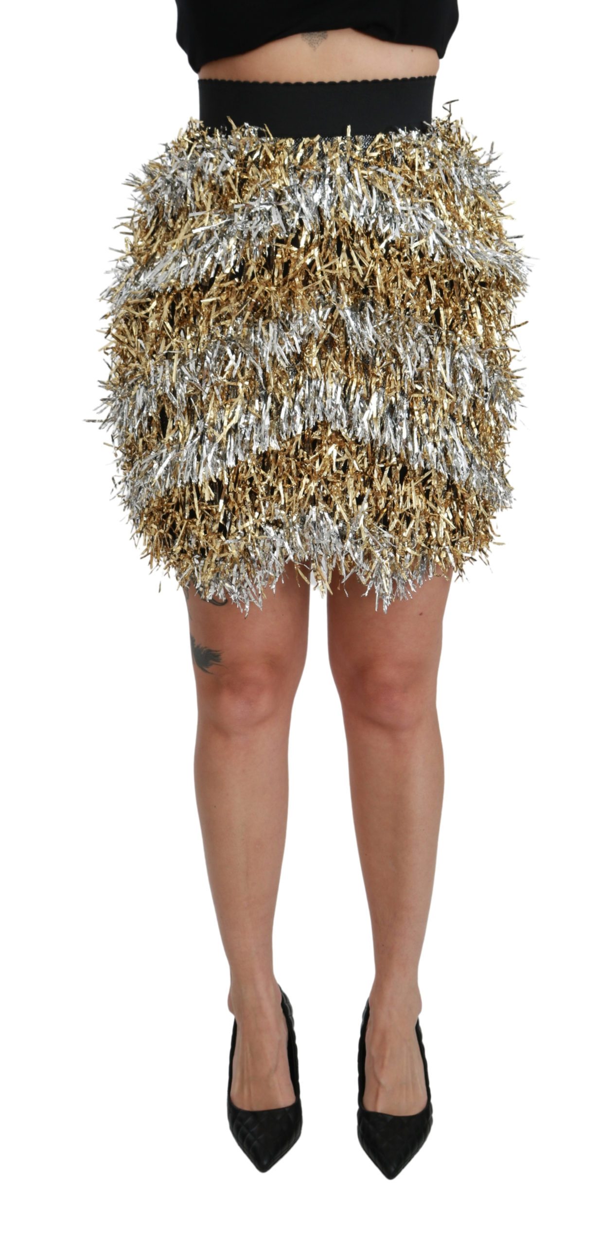 Dolce & Gabbana Women's High Waist Fringe Mini Skirt Multicolor SKI1424 - IT40|S