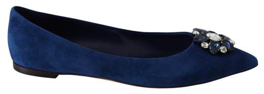 Dolce & Gabbana Women's Suede Crystal Flat Shoes Blue LA8639 - EU36/US5.5