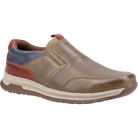 Hush Puppies Men's Cole Slip On Shoes Various Colours 34226 - Khaki/Navy/Tan Leather Mix 6