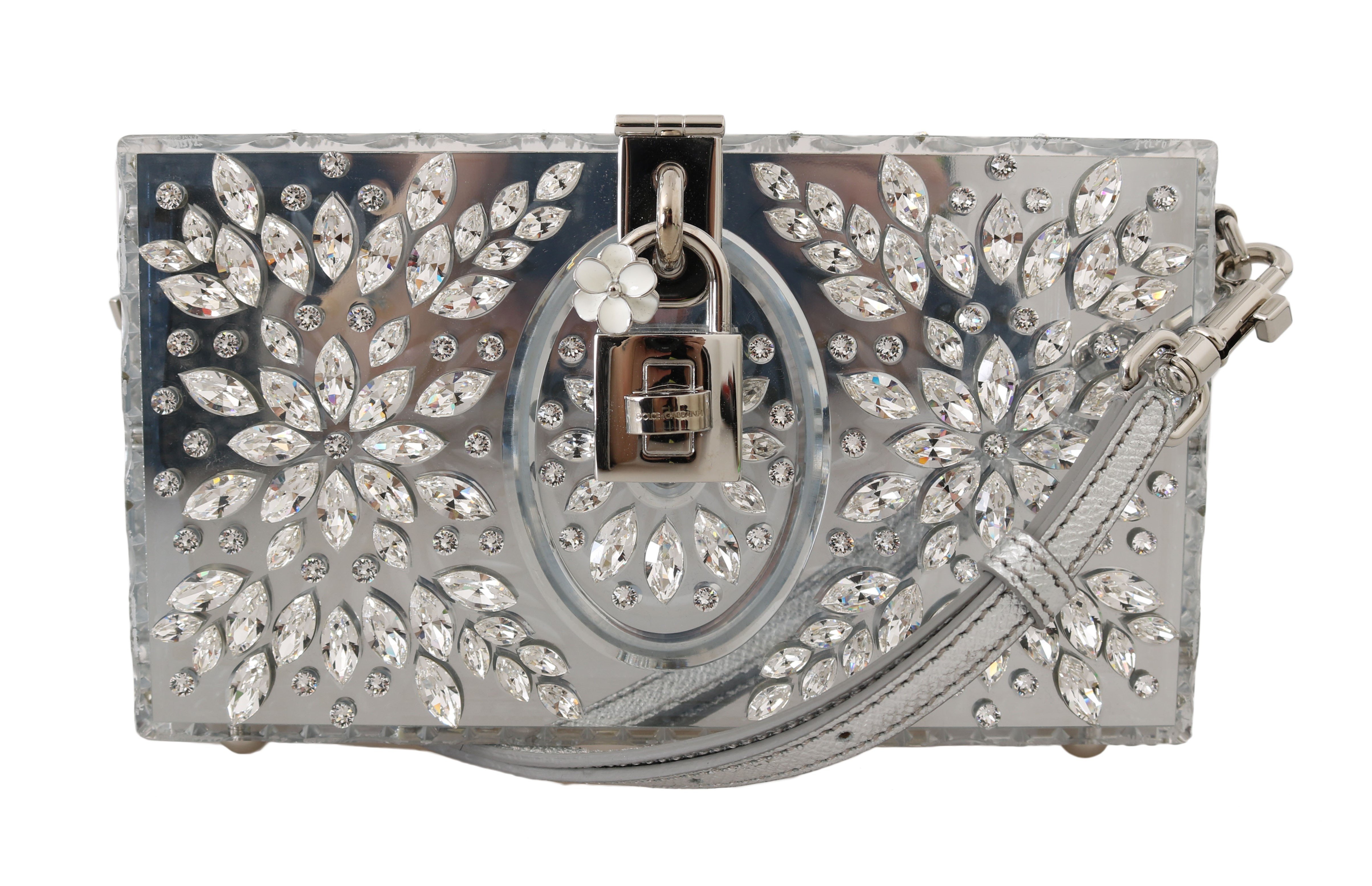 Dolce & Gabbana Women's Plexi Crystal SICILY Clutch Bag Silver VAS15064