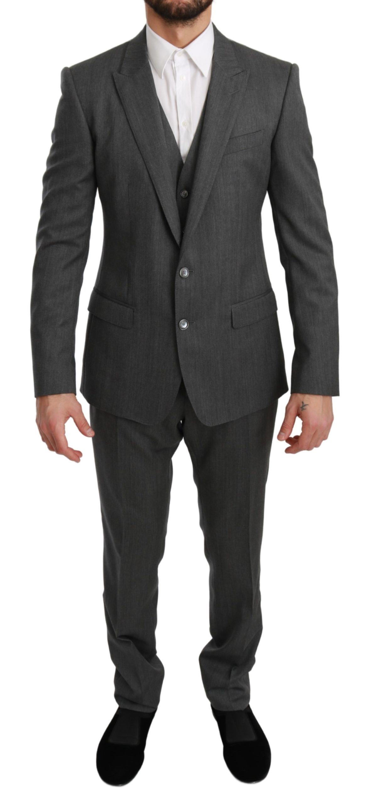 Dolce & Gabbana Men's Slim Fit 3 Piece Wool MARTINI Suit Gray KOS1731 - IT48 | M