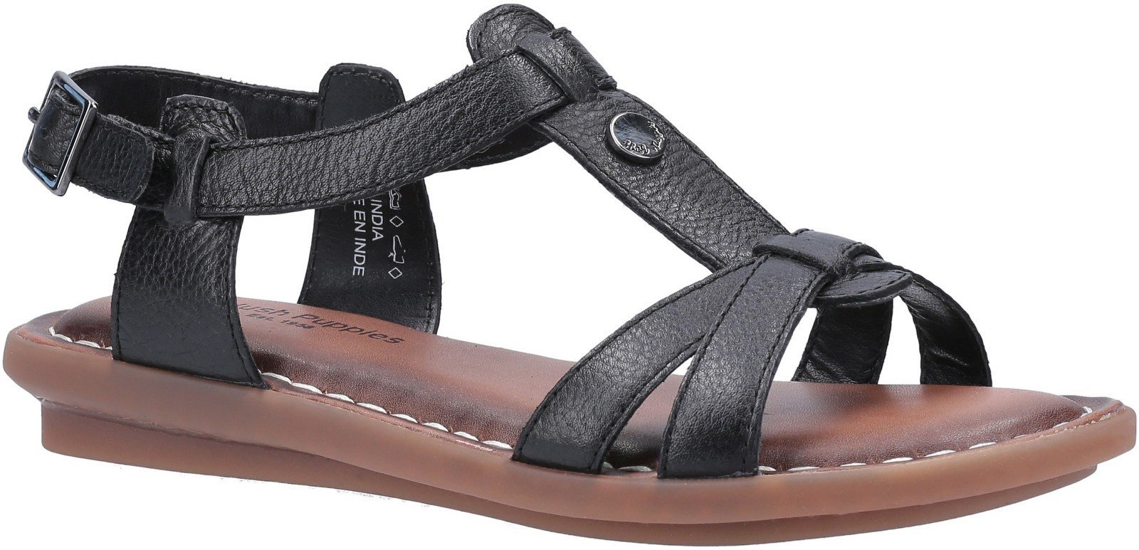 Hush Puppies Women's Olive Tstrap Buckle Strap Sandal Various Colours 28412 - Black 3