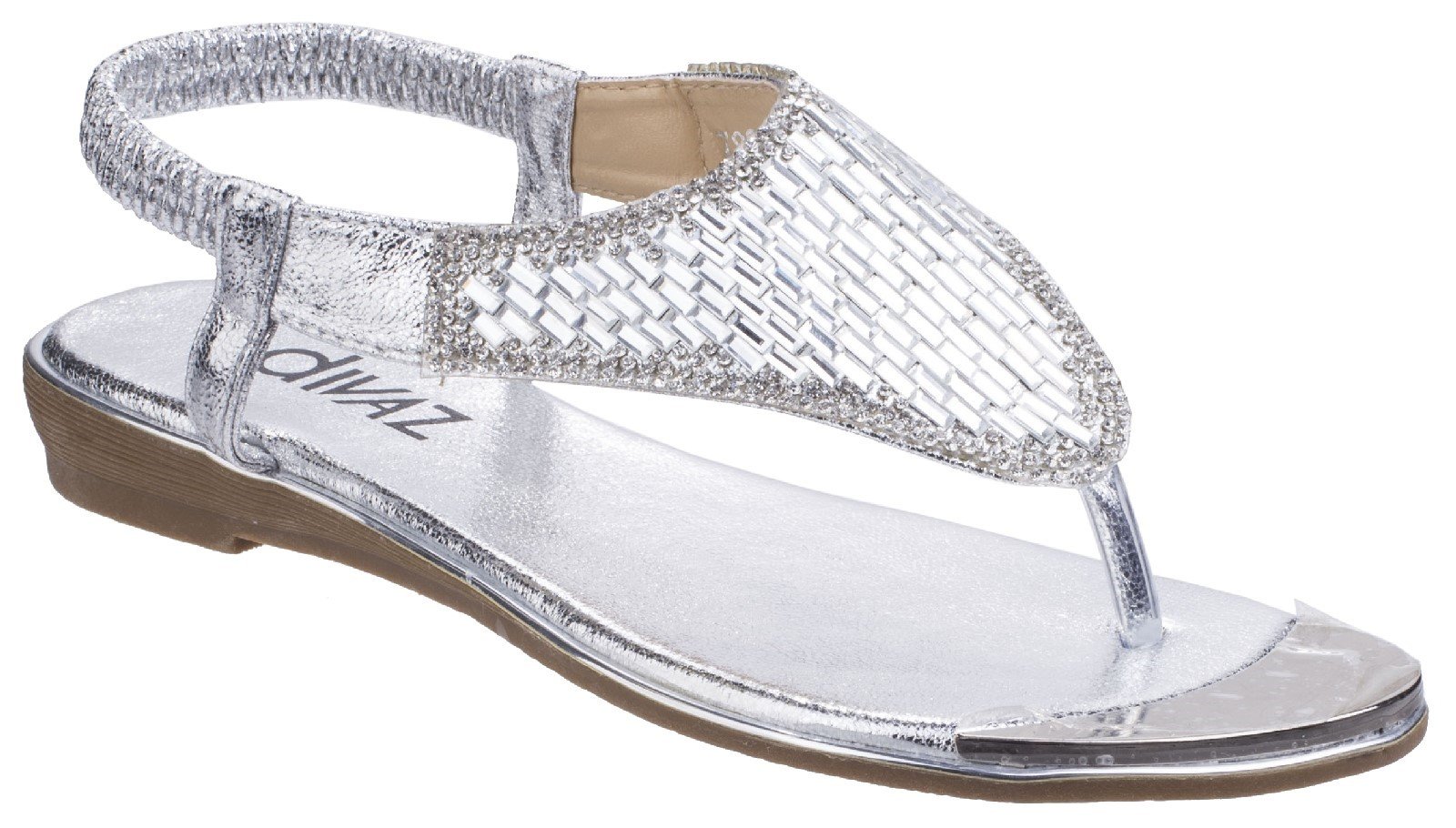 Divaz Women's Kirsty Toe Post Sandal Various Colours 26331 - Silver 3