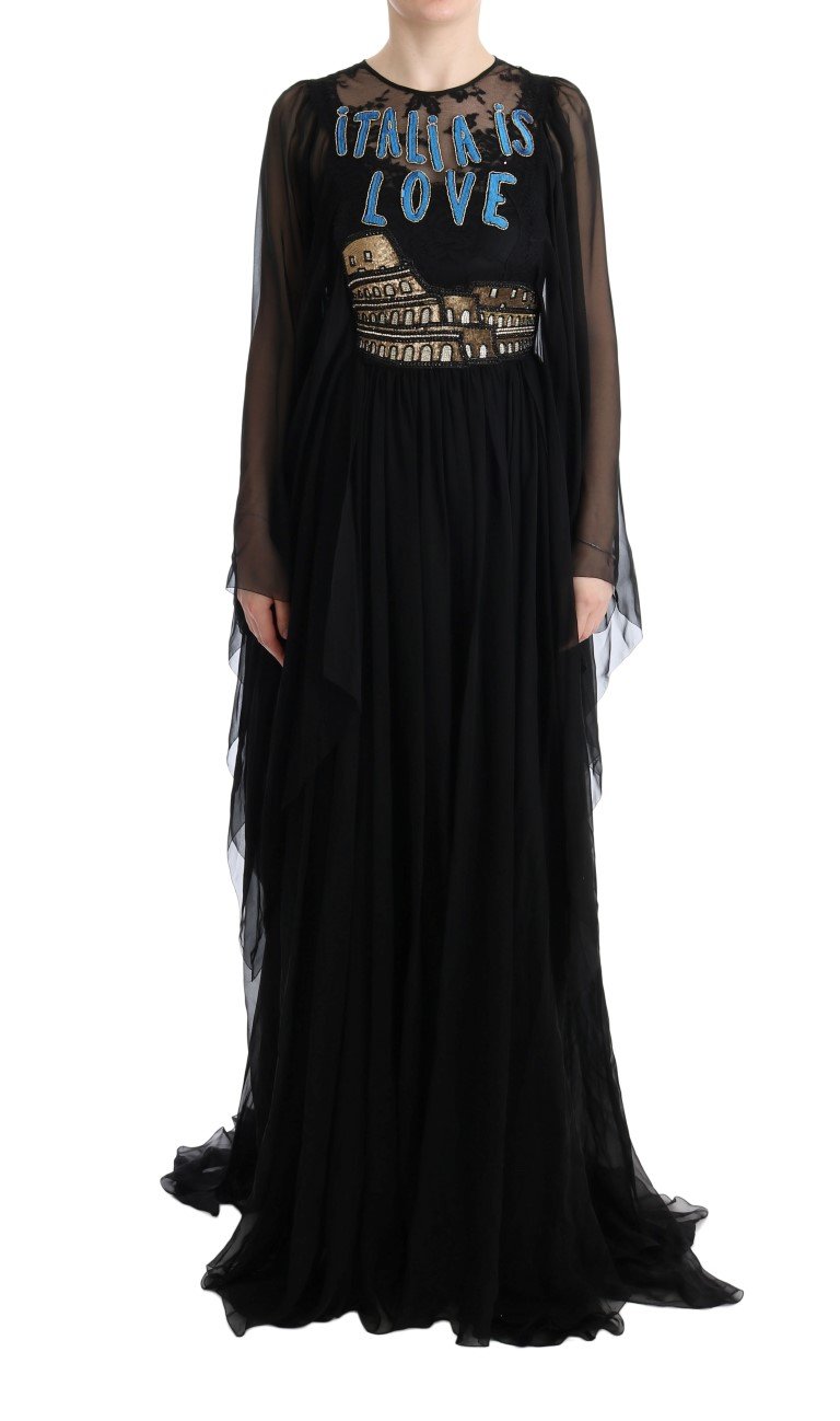 Dolce & Gabbana Women's Silk Italia Sequined Dress Black SIG60595 - IT40|S
