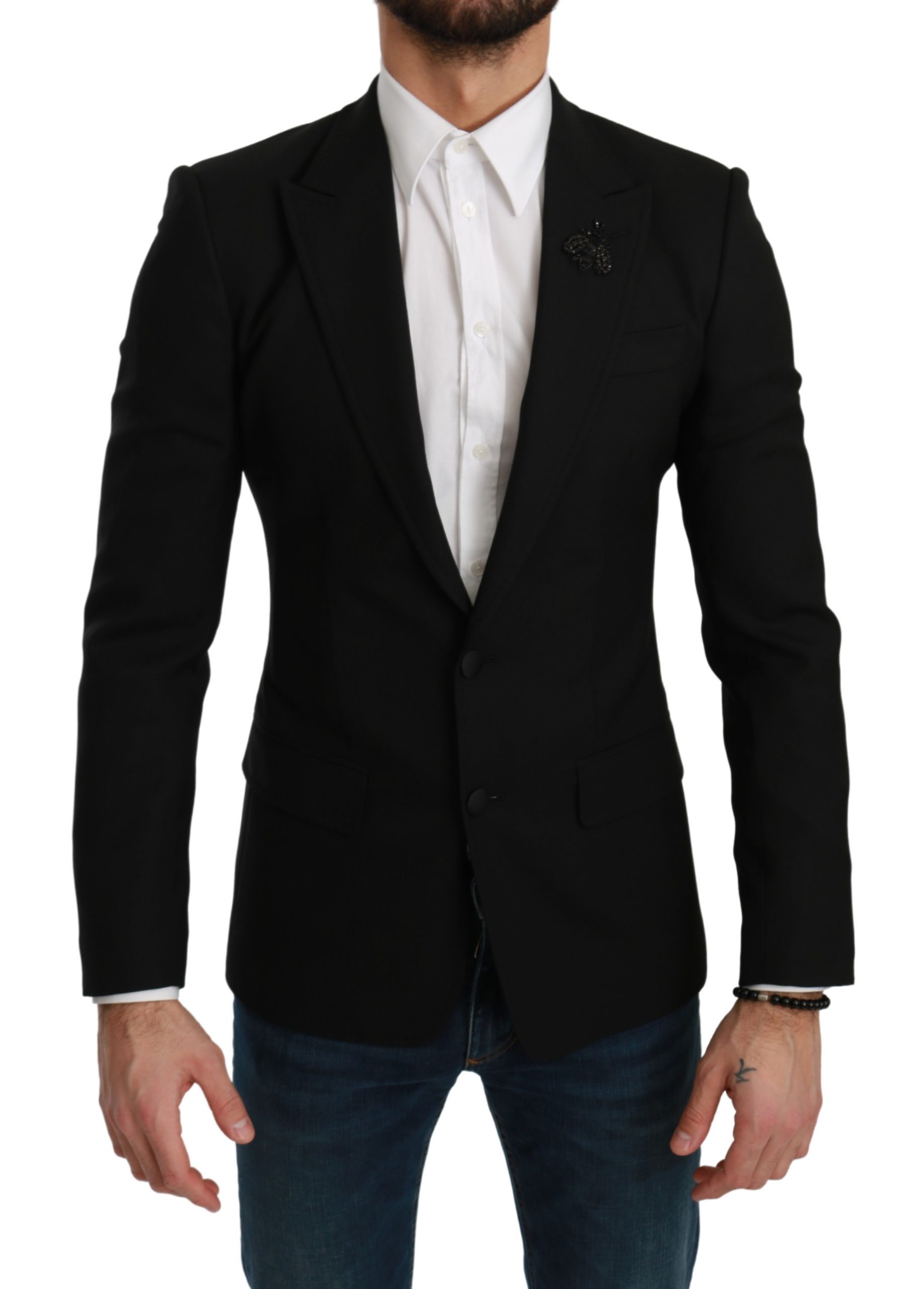 Dolce & Gabbana Men's Stretch Slim Fit Wool Blazer Black KOS1770 - IT44 | XS