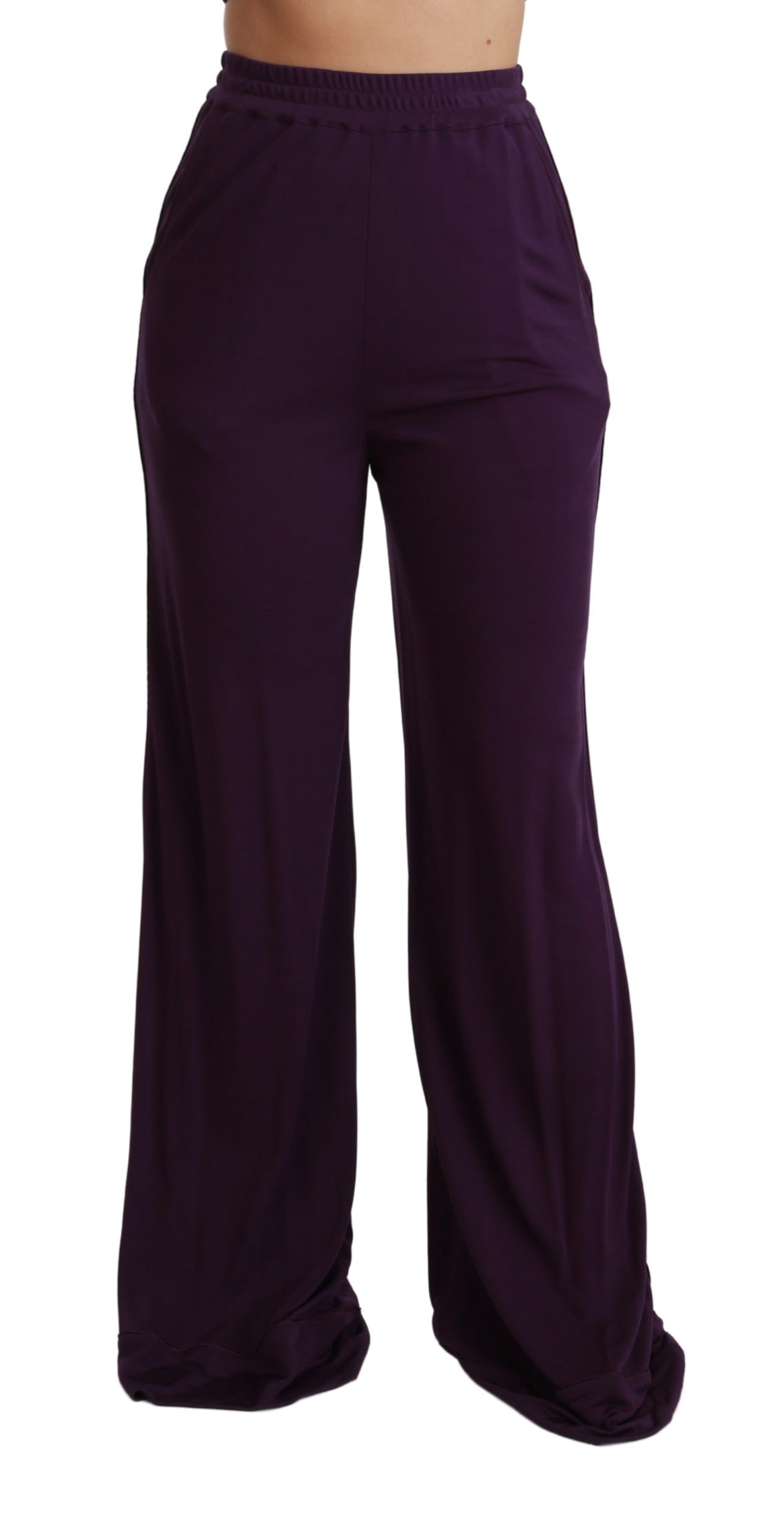 Dolce & Gabbana Women's High Waist Wide Leg Trouser Purple PAN70939 - IT40|S