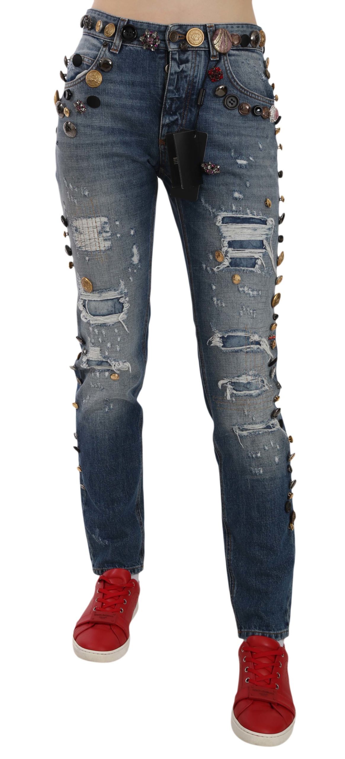 Dolce & Gabbana Women's Distressed Denim Jeans Blue BYX1355 - IT38|XS