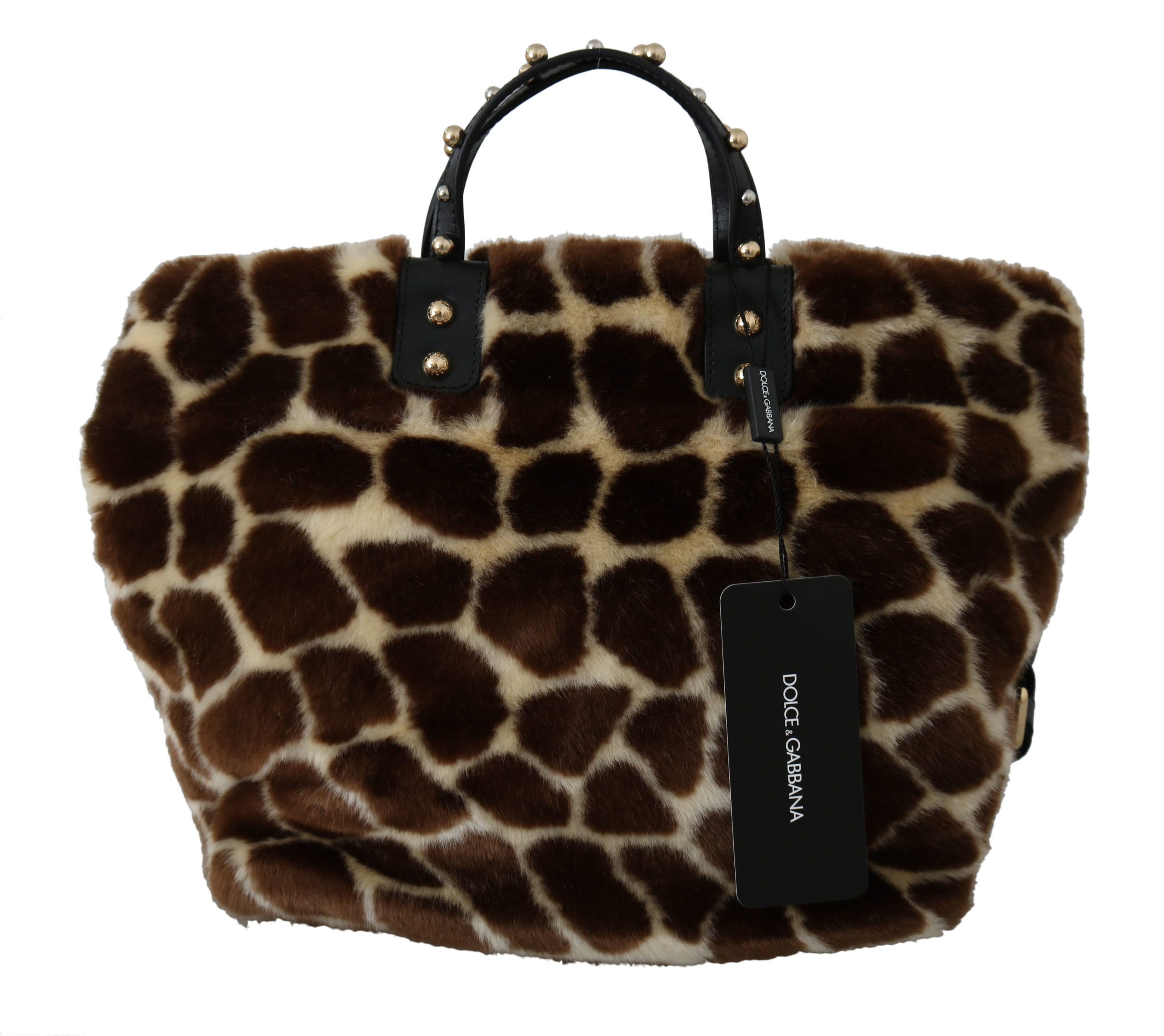 Dolce & Gabbana Women's Giraffe Print Shopping Tote Bag Brown VAS8752