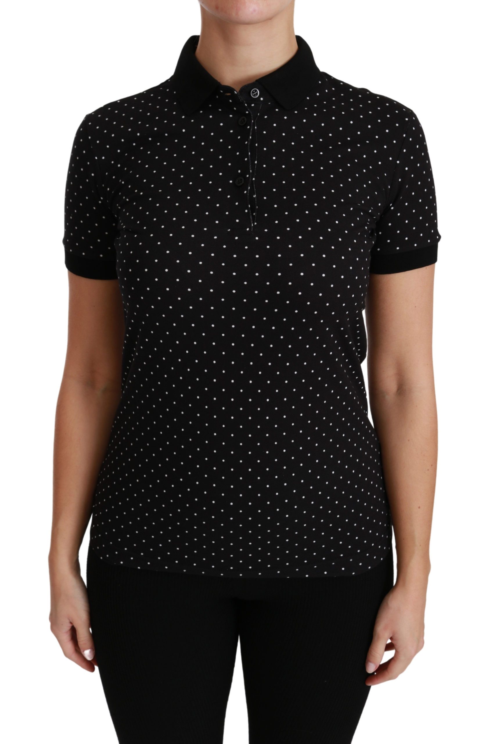 Dolce & Gabbana Women's Cotton Polo Shirts Black TSH4433 - IT36 | XS