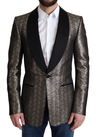 Multicolor Metallic Jacquard Polyester Blazer Jacket - IT44 | XS