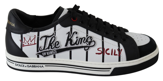 White Black Leather THE KING Mens Sneakers Shoes - EU40/US7